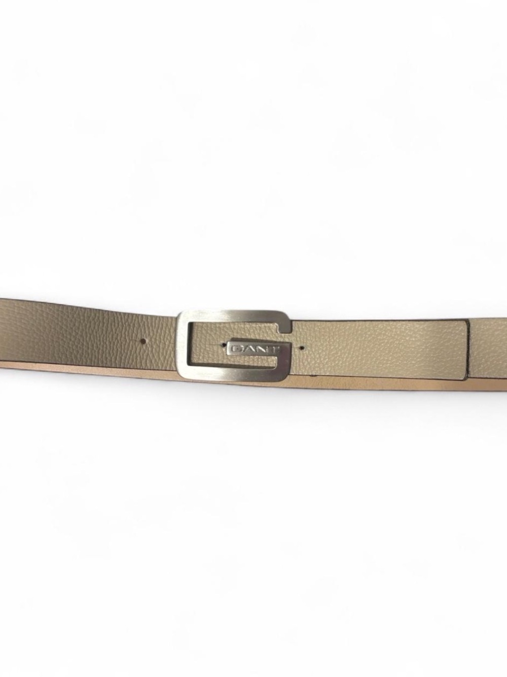 Vintage GANT Taupe Leather Belt with Silver 'G' Buckle